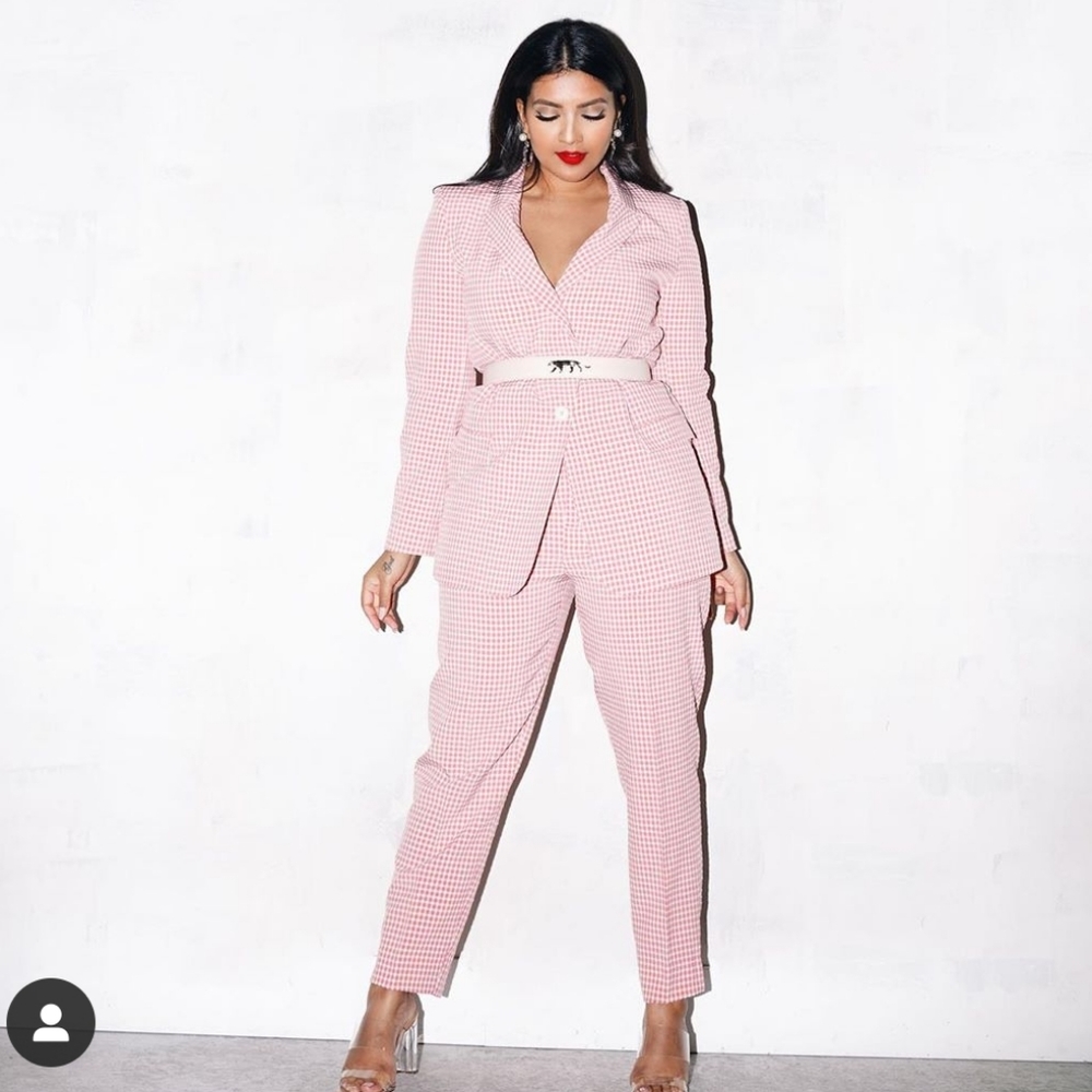 Zara Gingham Pink Pant Suit Set